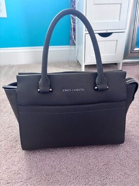 Vince Camuto Black Structured Satchel with Dual Top Handles